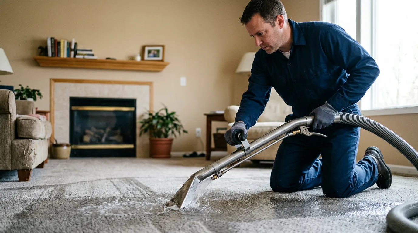 Water damage restoration technician working near Weld, ME